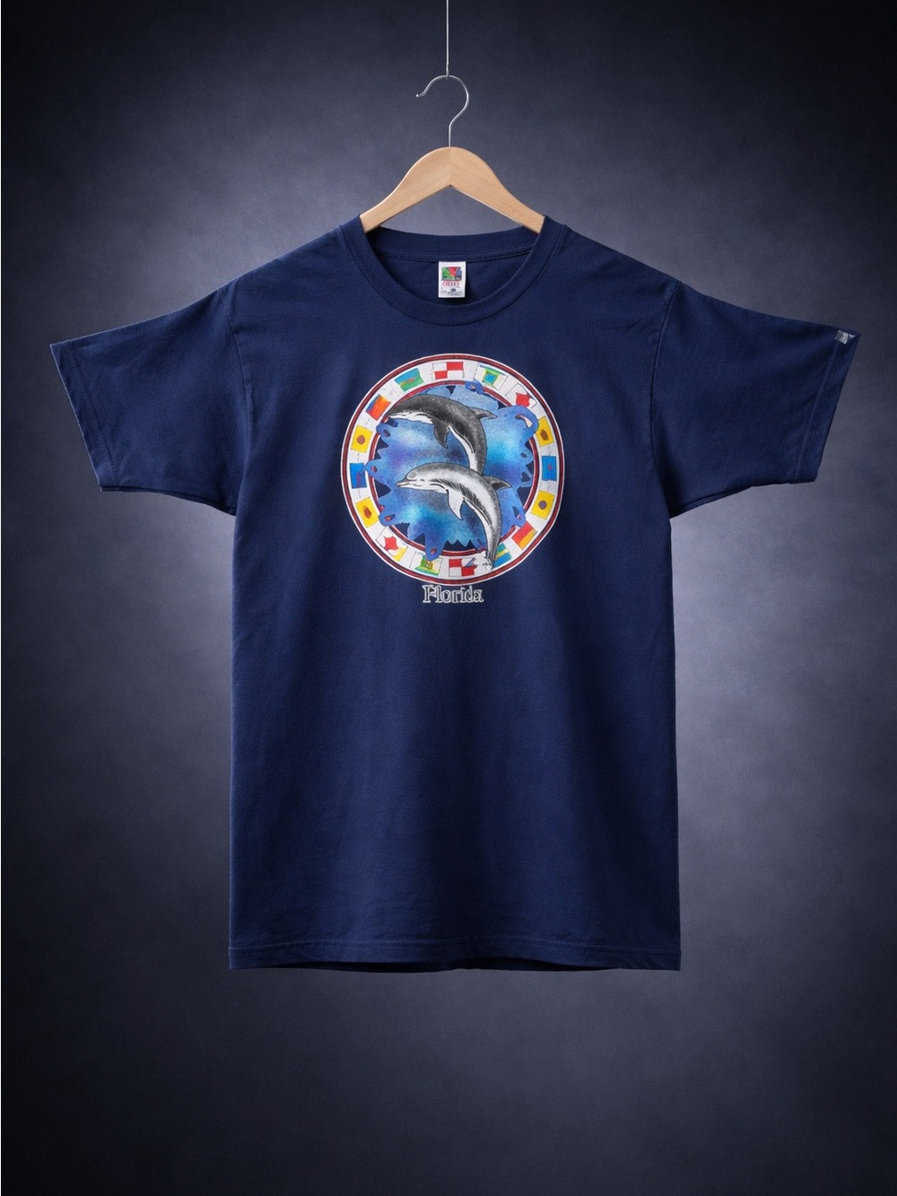 Fruit of the Loom Navy Dolphin Circle Graphic Tee